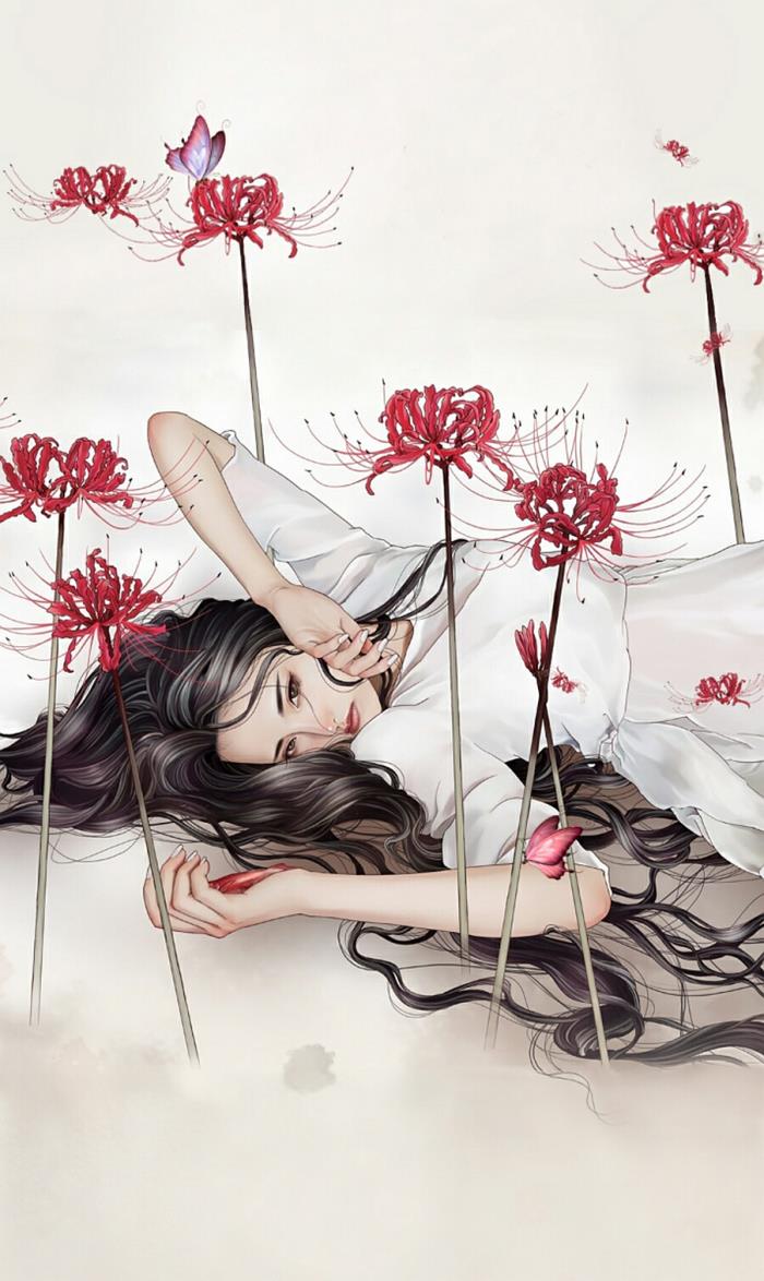 凄美图片别样凄美的彼岸花主题人物插画