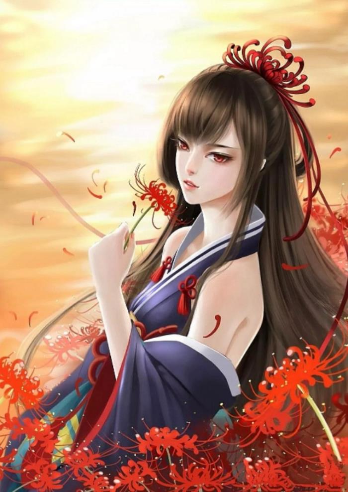 凄美图片别样凄美的彼岸花主题人物插画