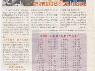 华语乐坛排名（20世纪华语歌手100强榜）