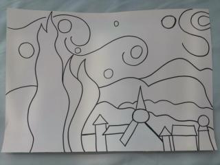 儿童绘画星空，儿童画水彩笔临摹星空