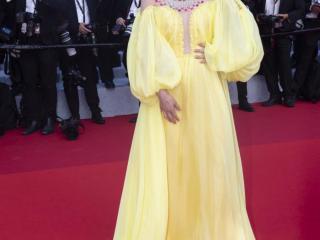 演员李梦图片，中国演员李梦身着黄色纱裙优雅亮相